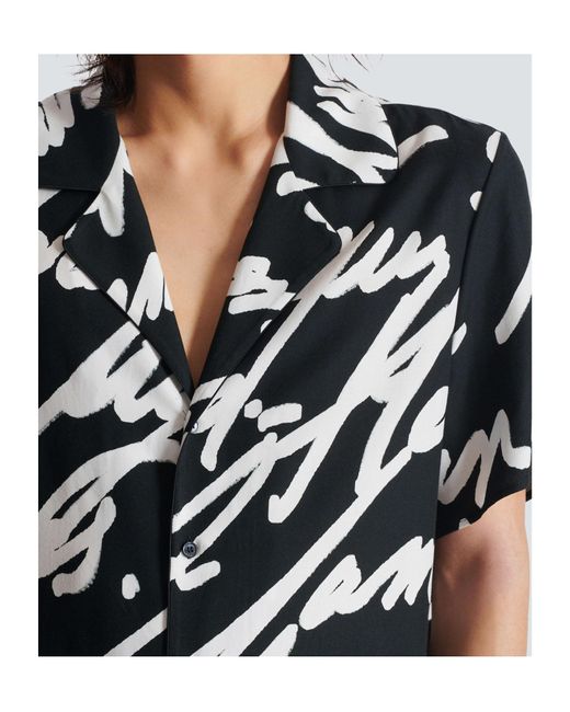 Balmain Black Love Letter Printed Twill Pyjama Shirt for men