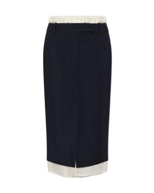 Rohe Blue Contrast-Trim Midi Skirt