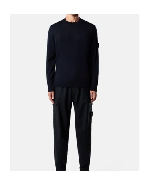Stone Island Blue Compass Patch Crewneck Jumper for men