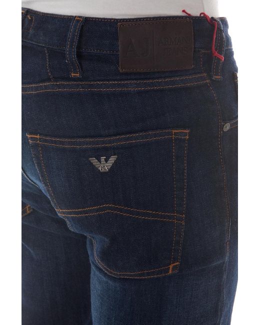 Armani Jeans Blue Logo Logo Denim Trousers for men