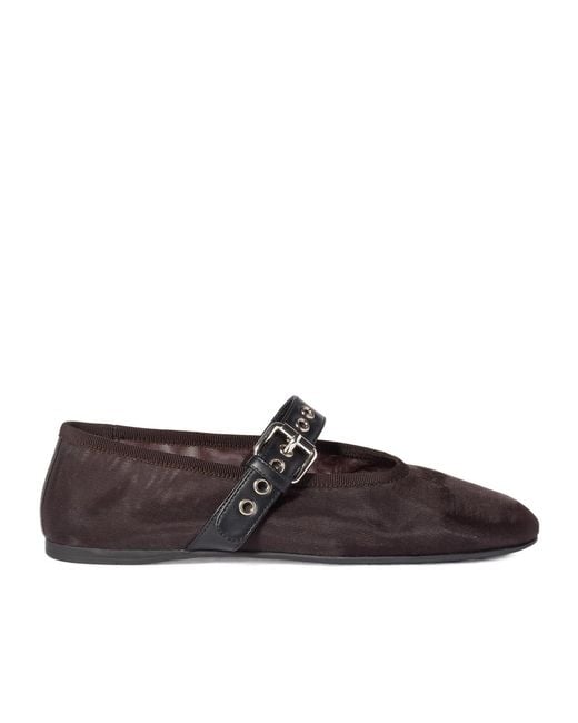 Miu Miu Brown Logo-Embroidered Ballerines