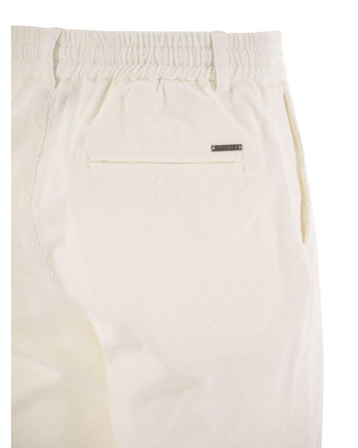 Peserico White Drawstring Corduroy Pants for men