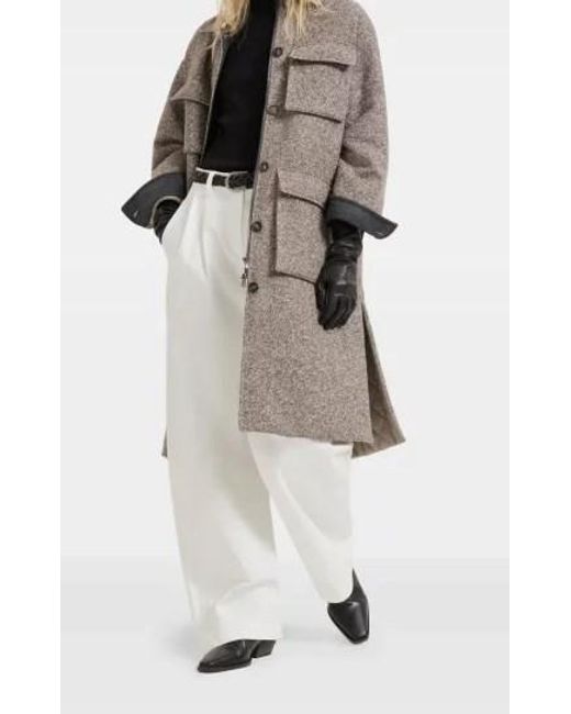 Brunello Cucinelli Gray Mélange Diagonal Monili Embellished Coat