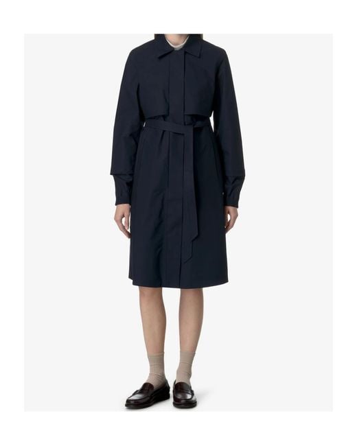 K-Way Blue Poplin Trench Coat