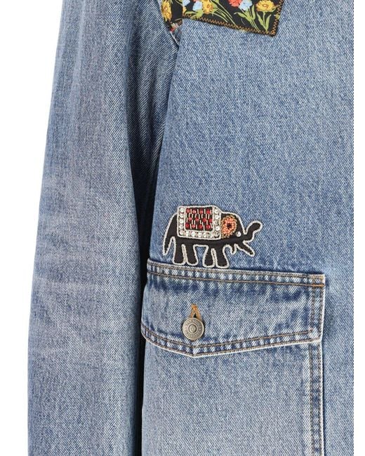 Valentino Blue Patch Detailed Button-Up Denim Jacket