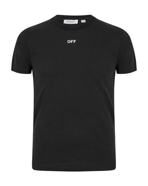 Off-White c/o Virgil Abloh Black Graphic Print Cotton Crew Neck T-Shirt for men