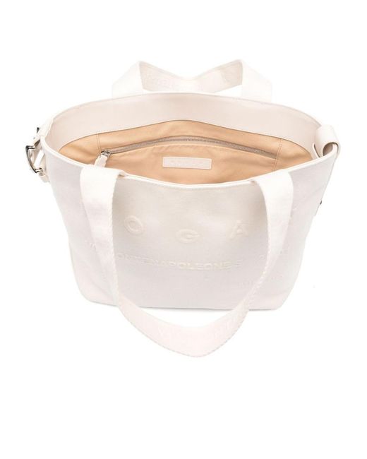 Hogan Natural Medium Script Open Top Tote Bag