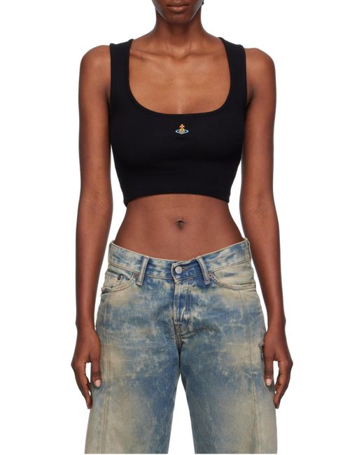 Vivienne Westwood Black Orb Embroidered Top