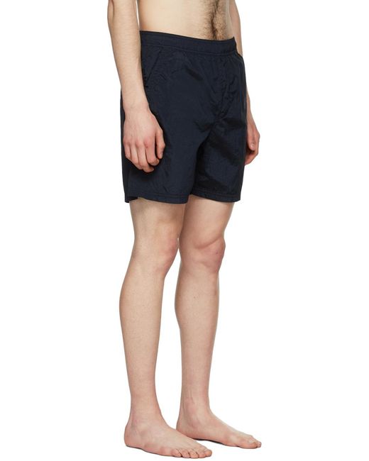 Stone Island Blue Compass-Patch Swim Shorts for men