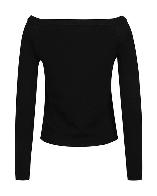IRO Black Off-The-Shoulder Ribbed-Trim Sweater