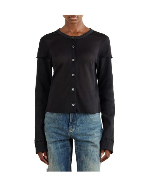 Our Legacy Black Layered Cotton-Blend Cardigan