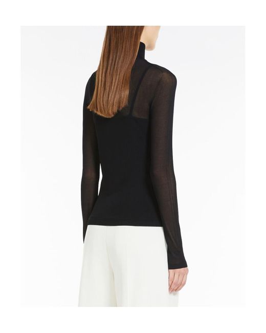 Max Mara Black High Neck Long-Sleeved Top