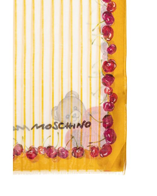 Moschino Orange Bear Printed Scarf for men
