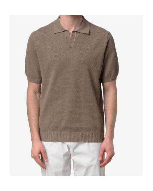 K-Way Brown Short-Sleeved Knit Polo Shirt for men