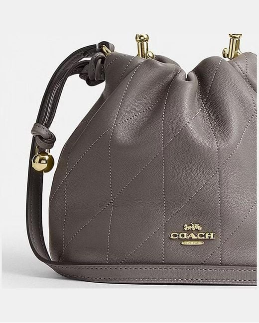 COACH White Faye Mini Drawstring Bag With Quilting