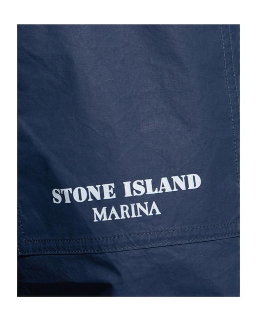 Stone Island Blue Mid-Rise Tapered Trousers for men