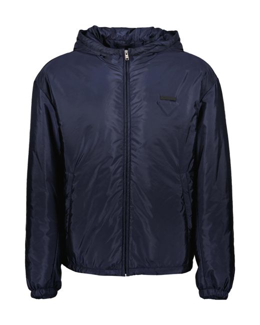 Prada Blue Zip-Up Hooded Jacket for men
