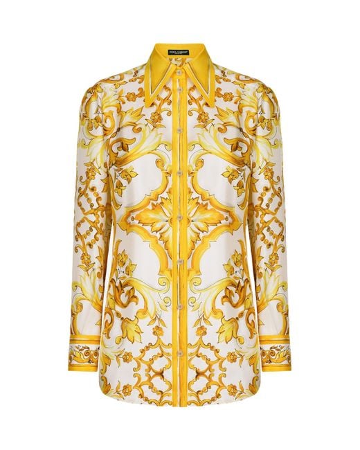 Dolce & Gabbana Metallic Majolica Printed Twill Shirt