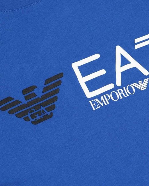 EA7 Blue Logo Printed T-Shirt for men
