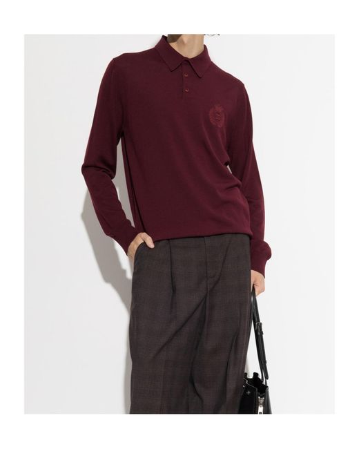 Dolce & Gabbana Purple Long-Sleeved Knit Polo Shirt for men