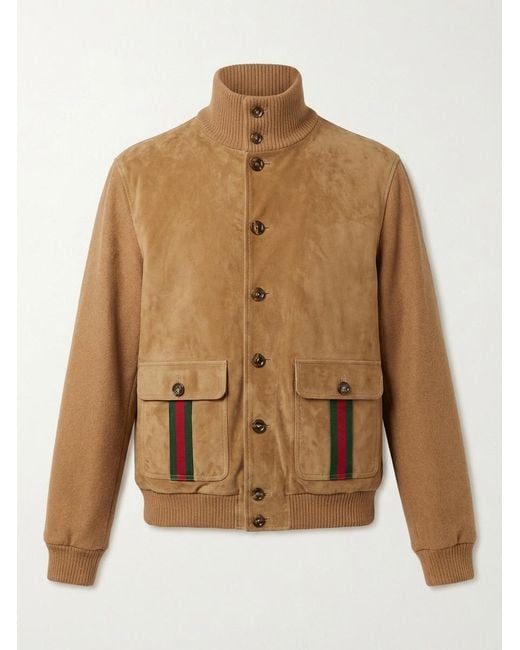 Gucci Brown Panelled Button-Up Jacket for men