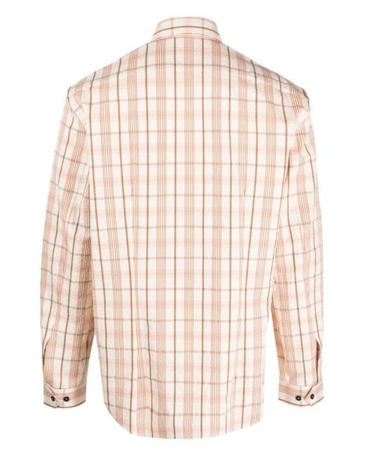 Peserico Natural Check-Pattern Long-Sleeve Shirt for men