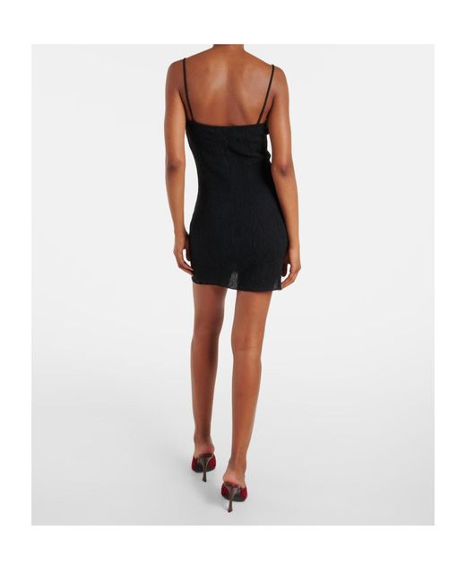 Magda Butrym Black Ruffled Sheer Minidress