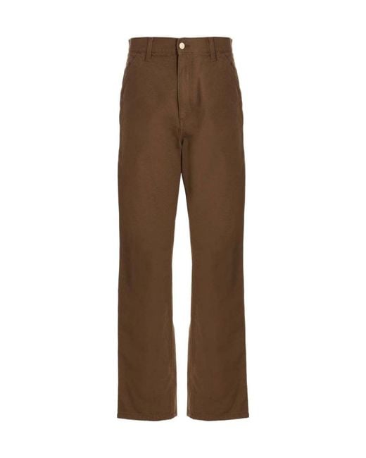 Carhartt Brown Logo-Patch Trousers for men