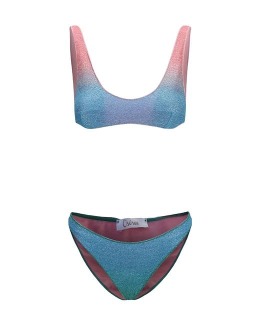 Oseree Blue Oséree Two Piece Lurex Thread Swimsuit