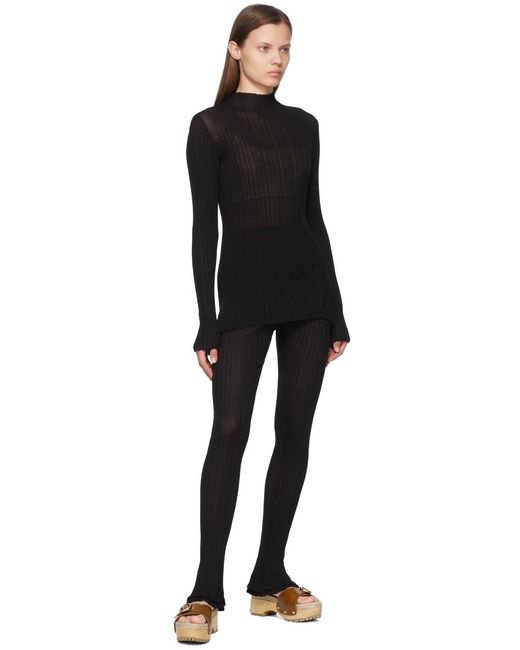 3.1 Phillip Lim Black Cotton Ribbed Casual Pants