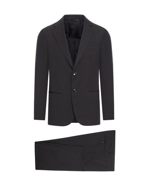 Giorgio Armani Black Single-Breasted Twill Suit for men