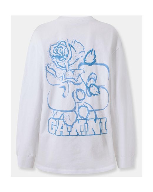 Ganni White Minimalist Versatile Crew Neck Sweatshirt