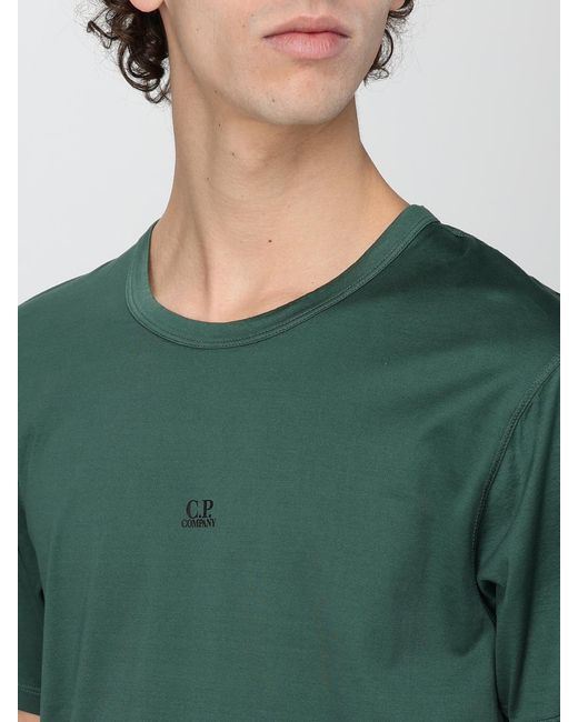 C P Company Green Logo-Printed Cotton T-Shirt for men