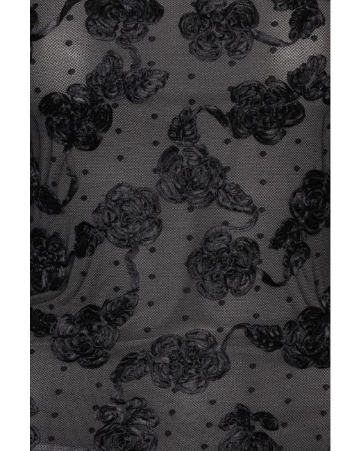 ROTATE BIRGER CHRISTENSEN Black Flower Mesh Ls Top