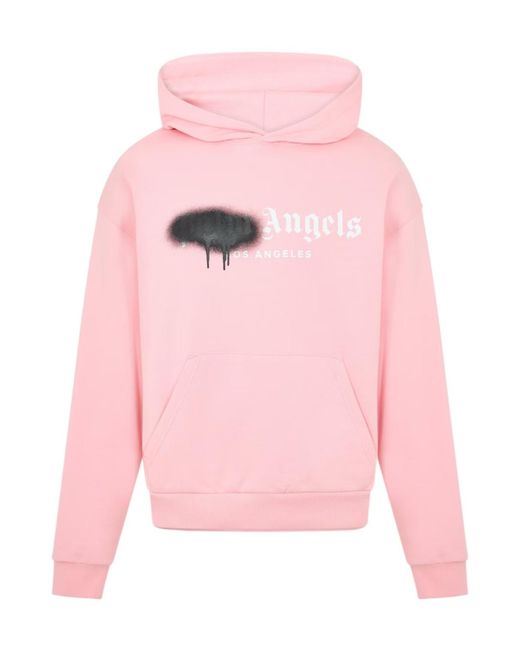 Palm Angels Pink Spray Pull Over Hoodie for men