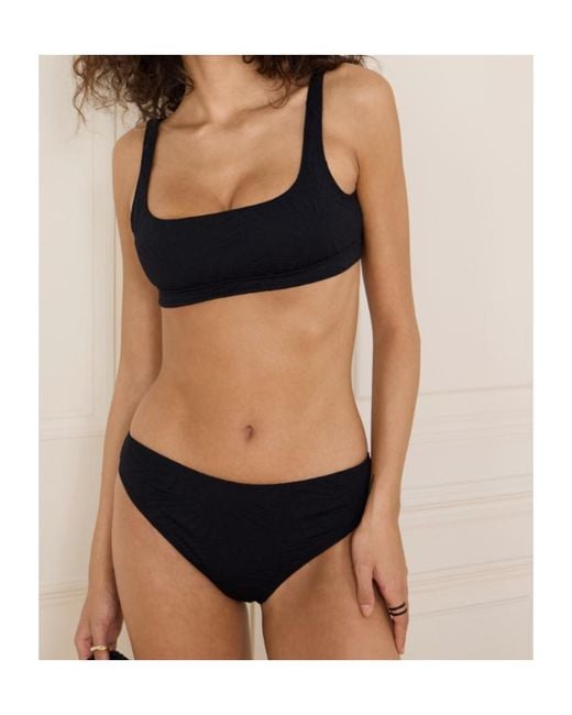 Loulou de Saison Black Hephaistos Stretch-Cloqué Bikini Top