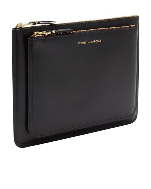 Comme des Garçons Black Zip-Up Leather Wallet