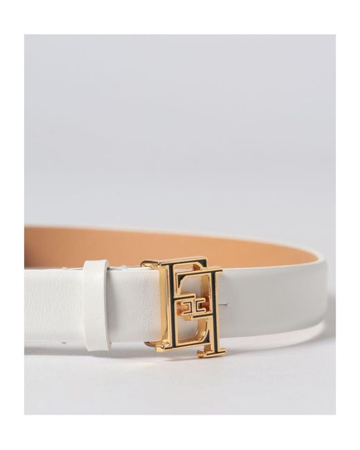 Elisabetta Franchi White Logo Buckle Belt