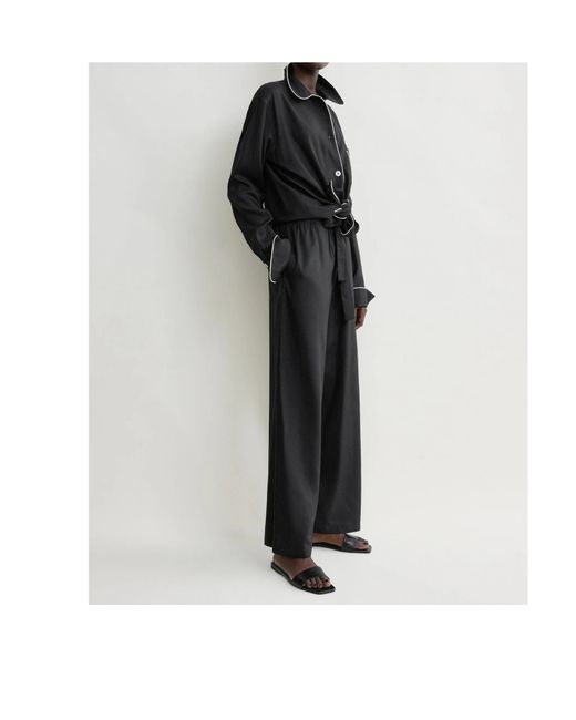 Totême Black Straight-Leg Trousers