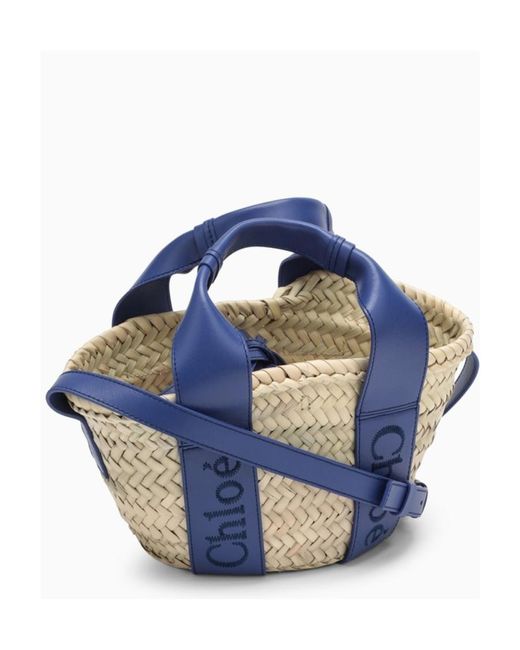 Chloé Blue Sense Mini Raffia Tote Bag