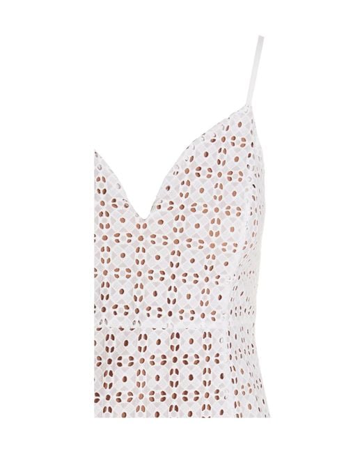 Michael Kors White Sangallo Eyelet Flared Mini Dress