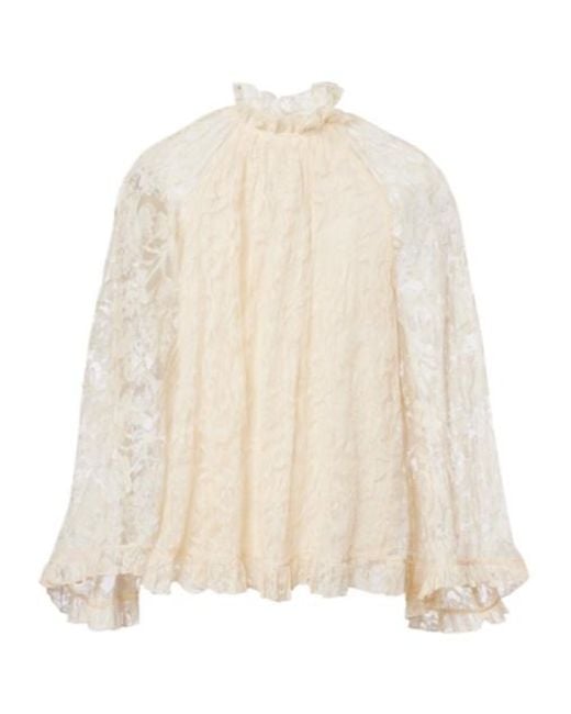 Zimmermann Natural Carousel Ruffled Lace Blouse