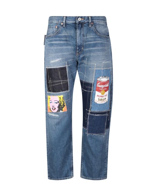 Junya Watanabe Blue Patchwork Jeans for men
