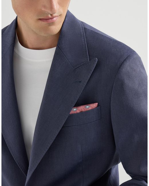 Brunello Cucinelli Blue Peak-Lapels Blazer for men