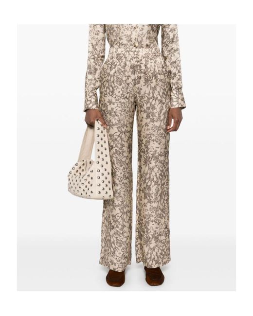 Golden Goose Deluxe Brand Natural All-Over Floral Print Trousers