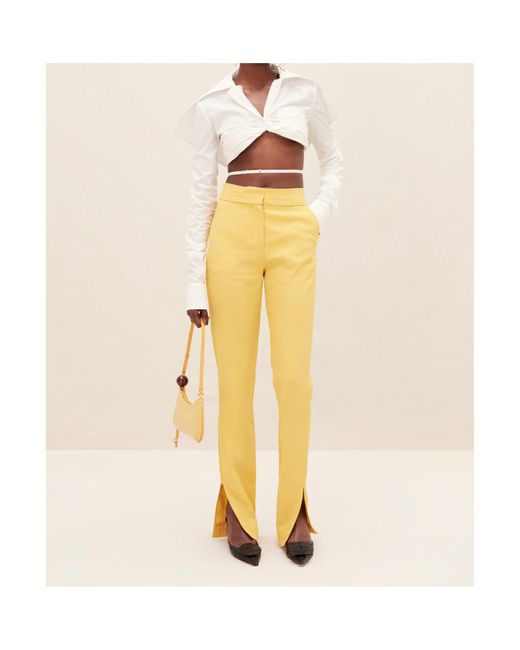 Jacquemus Yellow Le Pantalon Tibau High-Waisted Trousers