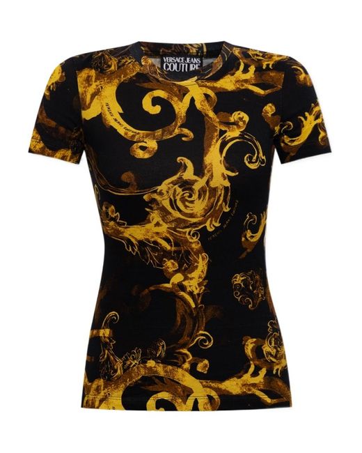 Versace Jeans Black Couture Watercolour Couture Crewneck T-Shirt for men