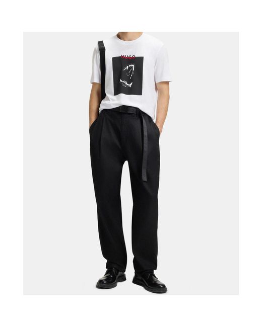 Boss White Logo Crew-Neck T-Shirt for men