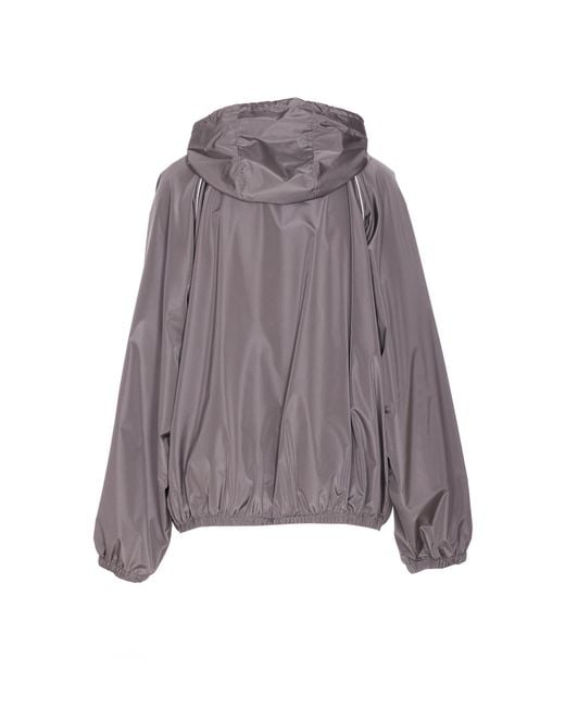Miu Miu Gray Technical Silk Zipper Blouson Jacket