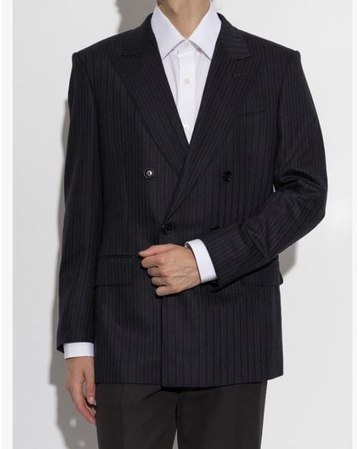 Tom Ford Blue Lapel Long-Sleeved Suit Jacket for men